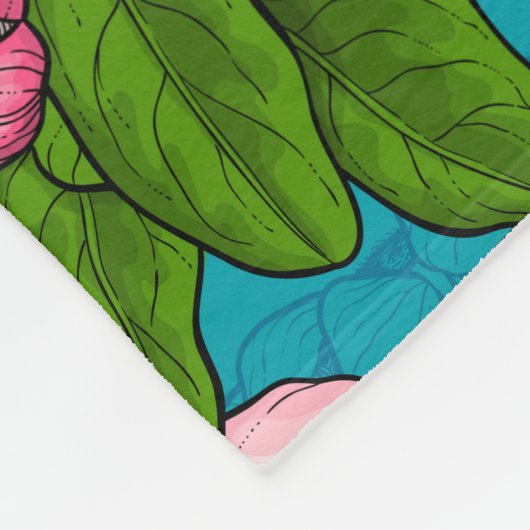 Apfelblüte auf Türkis Fleecedecke (Ecke)