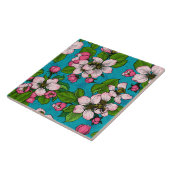 Apfelblüte auf Türkis Fliese (Seite)