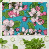 Apfelblüte auf Türkis Geschirrtuch (Gefaltet)