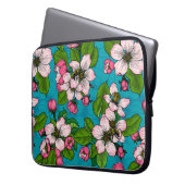 Apfelblüte auf Türkis Laptopschutzhülle (Vorderseite Links)