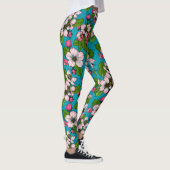 Apfelblüte auf Türkis Leggings (Rechts)