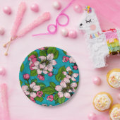 Apfelblüte auf Türkis Pappteller (Party)