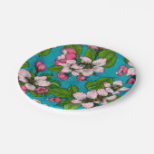 Apfelblüte auf Türkis Pappteller (Schrägansicht)