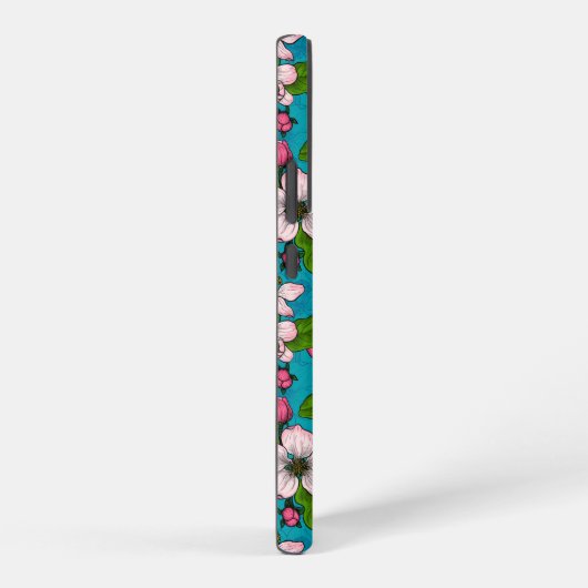 Apfelblüte auf Türkis Samsung Galaxy Hülle (Rechte Seite)