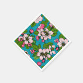 Apfelblüte auf Türkis Serviette (Ecke)
