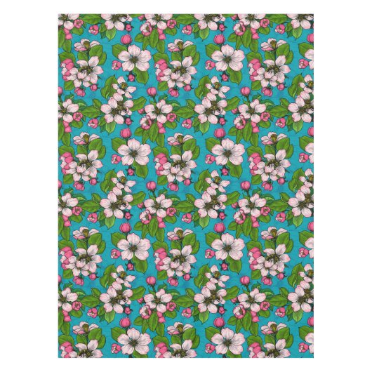 Apfelblüte auf Türkis Tischdecke (Vorderseite)