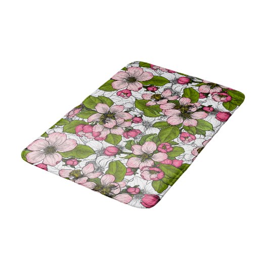 Apfelblüte auf weiß badematte (Schrägansicht)