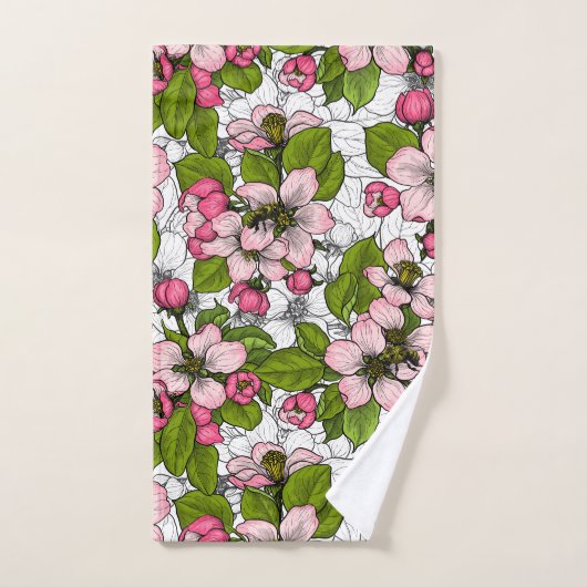 Apfelblüte auf weiß badhandtuch set (Handtuch)