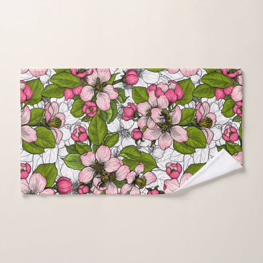 Apfelblüte auf weiß badhandtuch set (Handtuch)