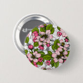Apfelblüte auf weiß button (Vorne & Hinten)