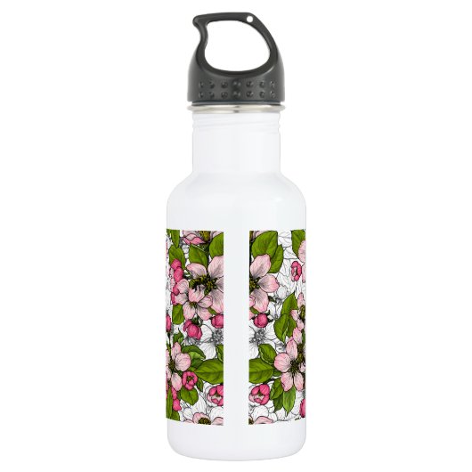 Apfelblüte auf weiß edelstahlflasche (Rückseite)