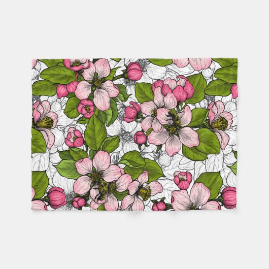Apfelblüte auf weiß fleecedecke (Vorderseite (Horizontal))