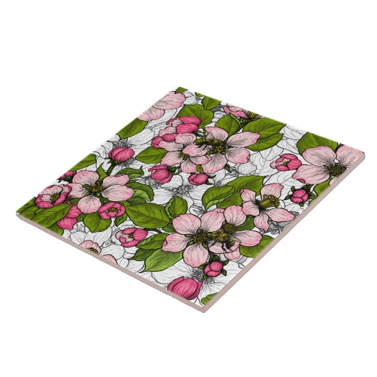 Apfelblüte auf weiß fliese (Seite)