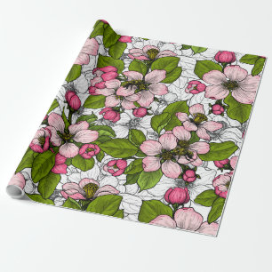 Apfelblüte auf weiß geschenkpapier