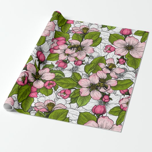 Apfelblüte auf weiß geschenkpapier (Ungerollt)