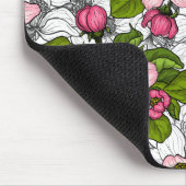 Apfelblüte auf weiß mousepad (Ecke)