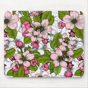 Apfelblüte auf weiß mousepad