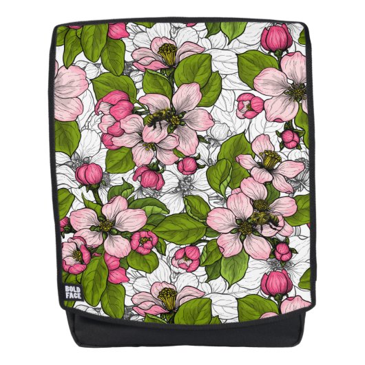 Apfelblüte auf weiß rucksack (Vorderseite)