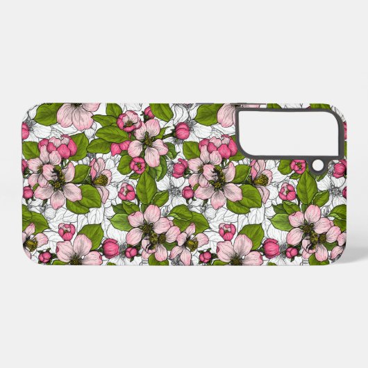 Apfelblüte auf weiß samsung galaxy hülle (Rückseite (Horizontal))