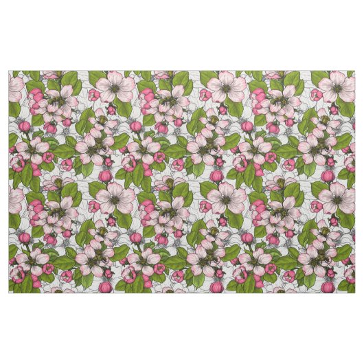 Apfelblüte auf weiß stoff (Fat Quarter (45,7 x 55,9 cm))