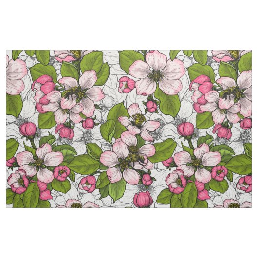 Apfelblüte auf weiß stoff (Fat Quarter (45,7 x 55,9 cm))