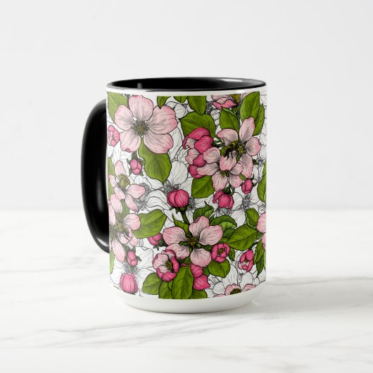 Apfelblüte auf weiß tasse (Vorderseite Links)