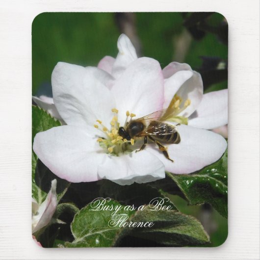 Apfelblüte & Biene Makrofoto | Mauspad (Vorne)