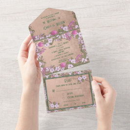 Apfelblüte - Hochzeitseinladung in einem All In One Einladung