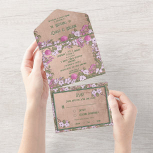Apfelblüte - Hochzeitseinladung in einem All In One Einladung