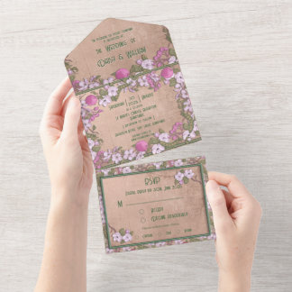 Apfelblüte - Hochzeitseinladung in einem All In One Einladung