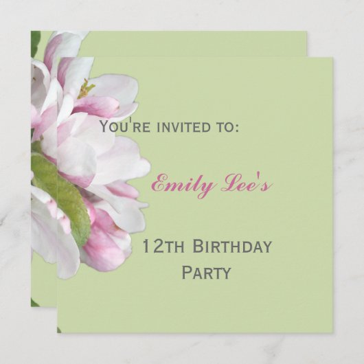 Apfelblüte Party Einladung (Vorne/Hinten)