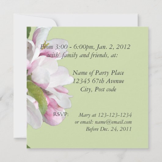 Apfelblüte Party Einladung (Rückseite)