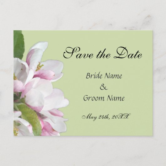 Apfelblüte Save the Date Postkarte (Vorderseite)