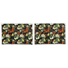 Apfelblüte und Schmetterlinge schwarzer Hintergrun Kissenbezug