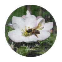 Apfelblüten & Biene Makrofoto | Schneidbrett