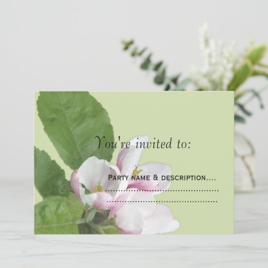 Apfelblüten Blume Party Einladung (Stehend Vorderseite)