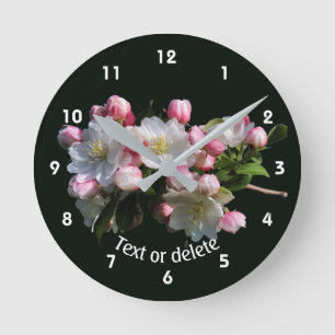 Apfelblüten Floral Personalisiert Runde Wanduhr