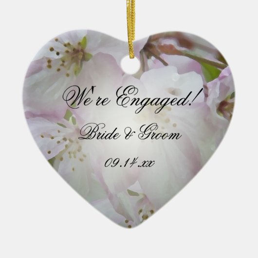 Apfelblüten in Rosa und Weiß-Krebse - Verlobung Keramikornament (Vorne)