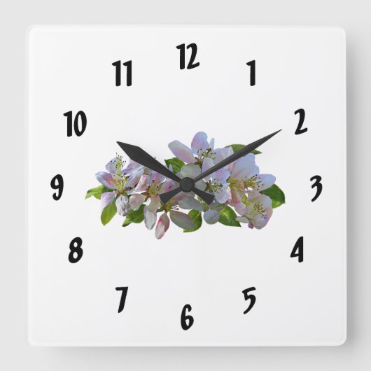 Apfelblüten Quadratische Wanduhr (Vorderseite)