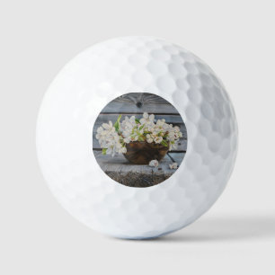 Apfelblüten-Stillleben – Original-Kunstwerk Golfball
