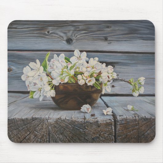 Apfelblüten-Stillleben – Original-Kunstwerk Mousepad (Vorne)