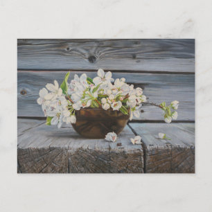 Apfelblüten-Stillleben – Original-Kunstwerk Postkarte