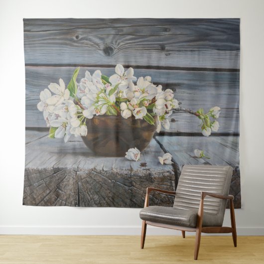 Apfelblüten-Stillleben – Original-Kunstwerk Wandteppich (Beispiel (Horizontal))
