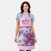 Apfelblüten und rosa Punkte Schürze (Getragen)