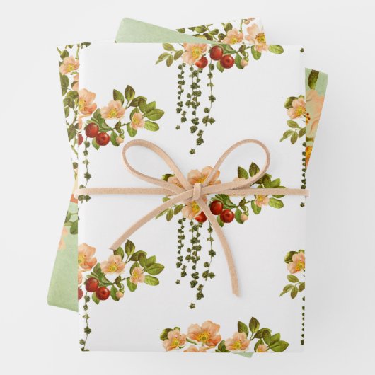 Apfelblüten und Rosehips Geschenkpapier Set (Beispiel)