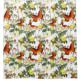 Apfelblüten und Schmetterlinge Bilder des Kulturer Duschvorhang