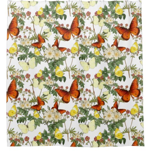 Apfelblüten und Schmetterlinge Bilder des Kulturer Duschvorhang (Vorderseite)