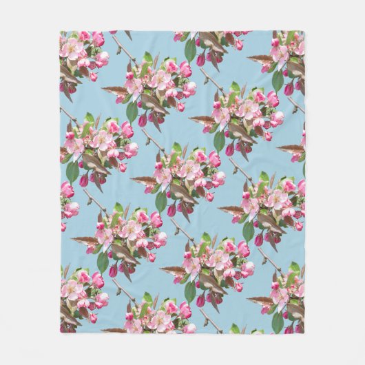 Apfelblütenzweig Fleecedecke (Vorderseite)