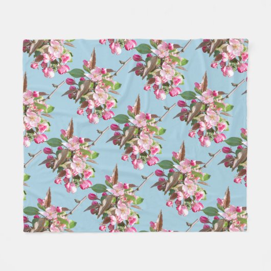 Apfelblütenzweig Fleecedecke (Vorderseite (Horizontal))