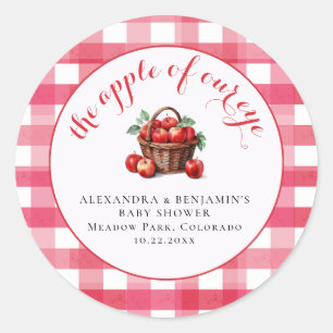 Apfelernte Gingham Rustikales Paar Baby Shower Runder Aufkleber